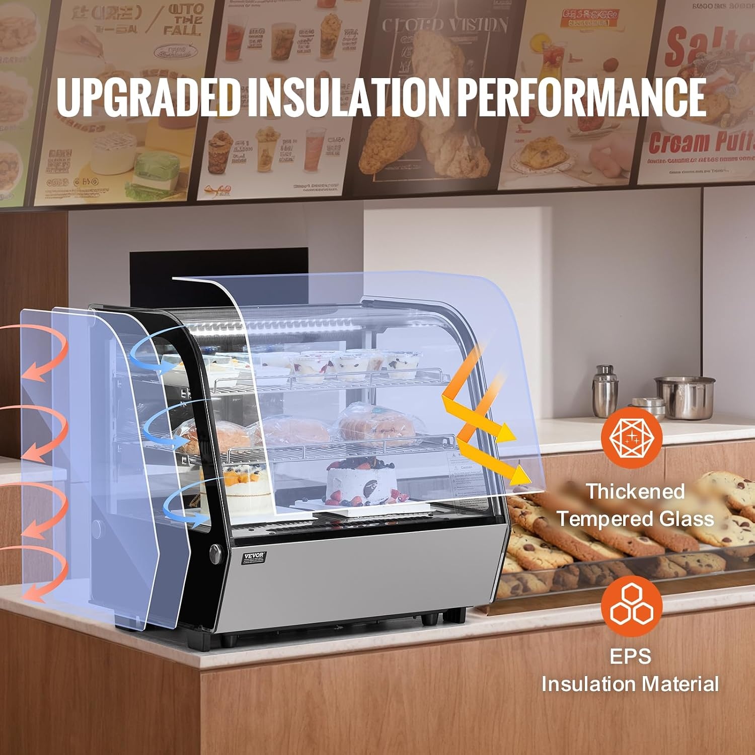 image:imageVEVOR Refrigerated Display Case 98 CuFt278L Large Pastry Display Case 5Tier Commercial Display Refrigerator with LED Lighting TURBO Cooling FrostFree AirCooling for Bakery42 CuFt