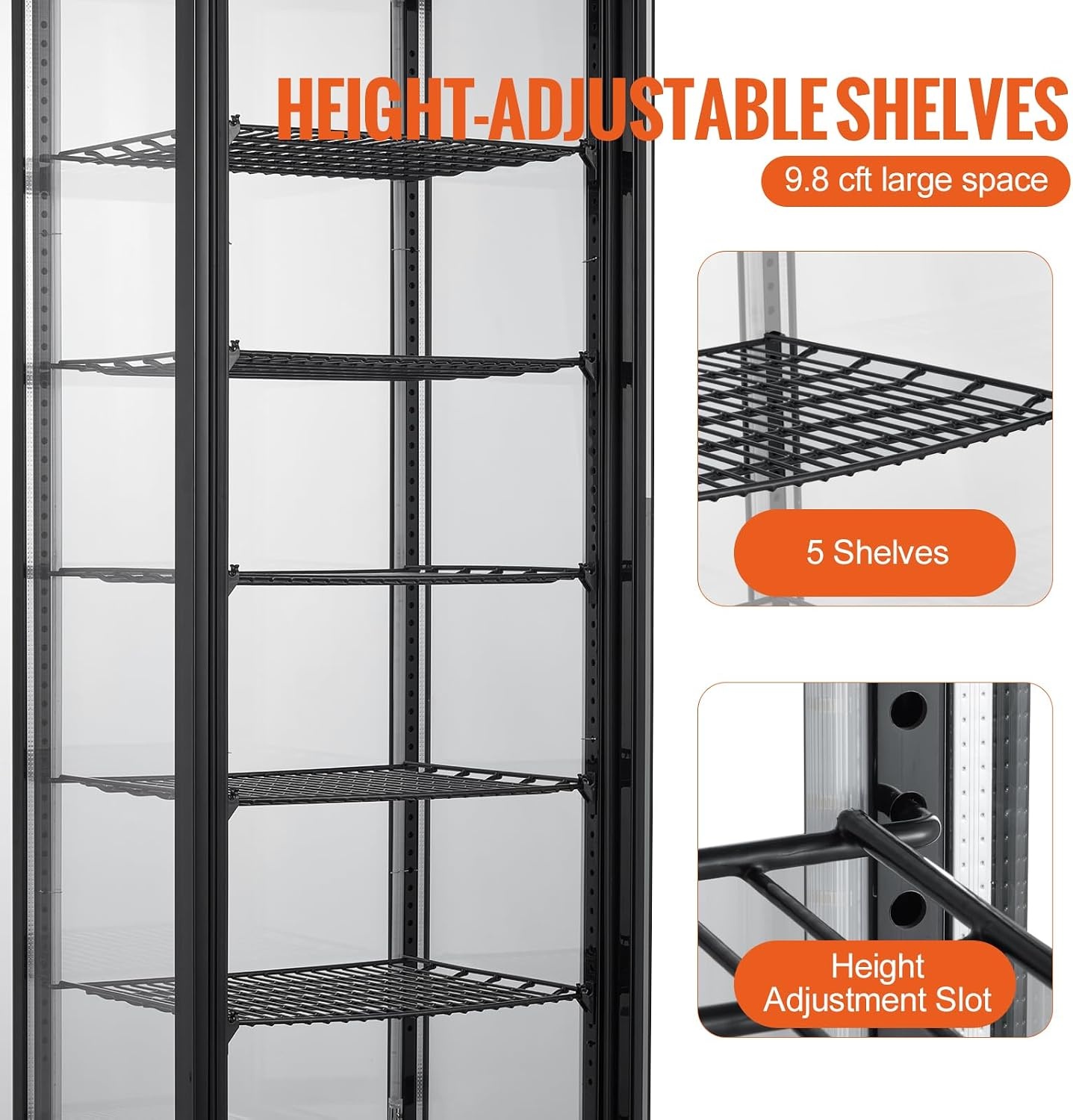 image:imageVEVOR Refrigerated Display Case 98 CuFt278L Large Pastry Display Case 5Tier Commercial Display Refrigerator with LED Lighting TURBO Cooling FrostFree AirCooling for Bakery98 CuFt