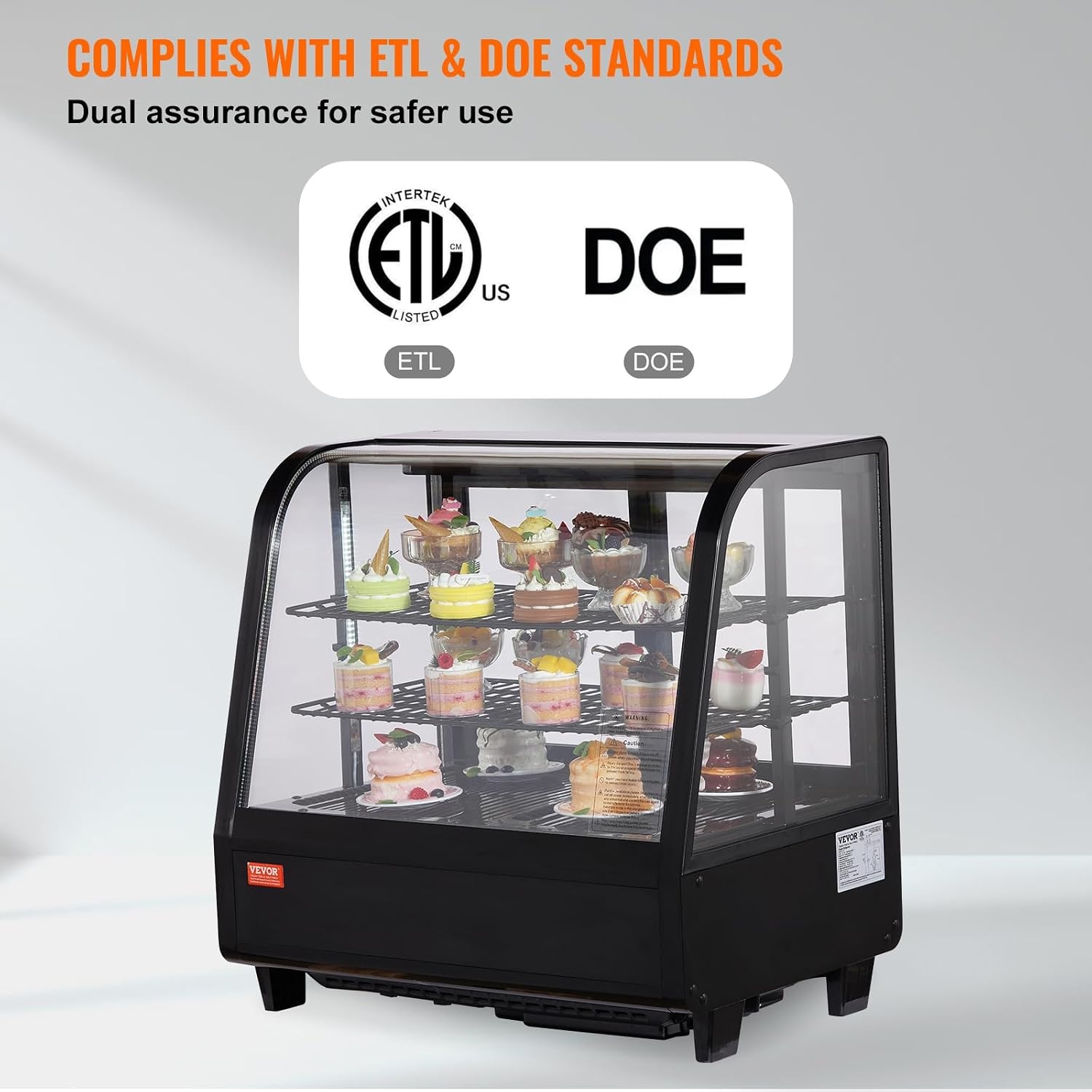image:imageVEVOR Refrigerated Display Case 98 CuFt278L Large Pastry Display Case 5Tier Commercial Display Refrigerator with LED Lighting TURBO Cooling FrostFree AirCooling for Bakery35 CuFt