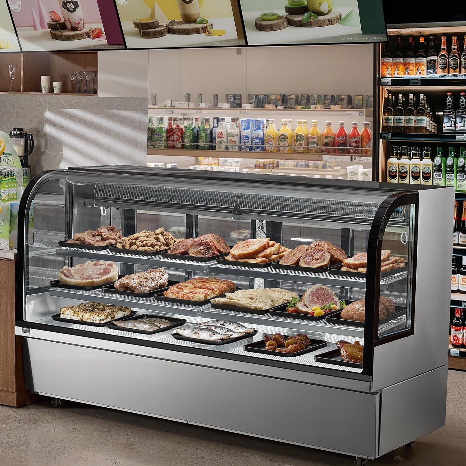 image:imageVEVOR Refrigerated Display Case 98 CuFt278L Large Pastry Display Case 5Tier Commercial Display Refrigerator with LED Lighting TURBO Cooling FrostFree AirCooling for Bakery32 CuFt