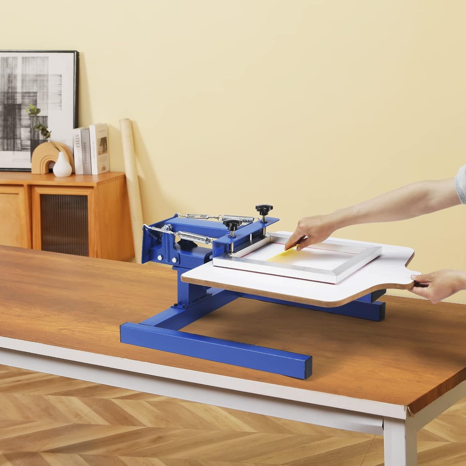 image:imageVEVOR Screen Printing Machine 1 Color 1 Station Silk Screen Printing Press 212x177in 54x45cm Screen Printing Press DoubleLayer Positioning Pallet Adjustable Tension for TShirt DIY Printing