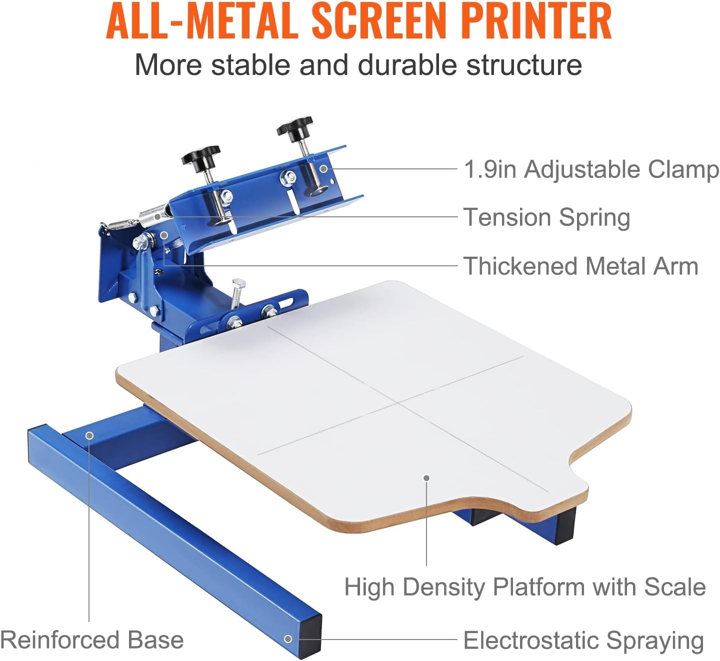 image:imageVEVOR Screen Printing Machine 1 Color 1 Station Silk Screen Printing Press 212x177in 54x45cm Screen Printing Press DoubleLayer Positioning Pallet Adjustable Tension for TShirt DIY Printing