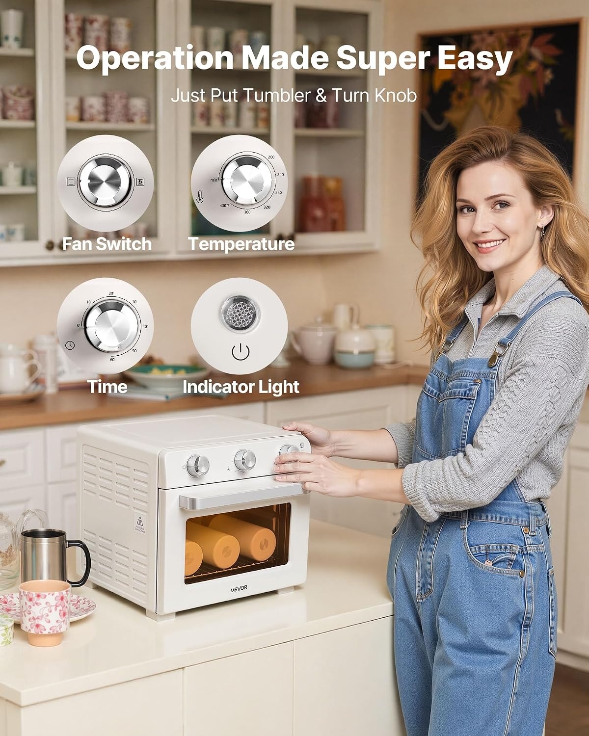 image:imageVEVOR Sublimation Oven Machine 13 Qt Fits 20oz Tumblers with 50 Shrink Films 1 Tape and 2 Heat Gloves Oven for Sublimation Blank Tumblers Mugs Bowls OffWhite26 Qt Heat Air Gun