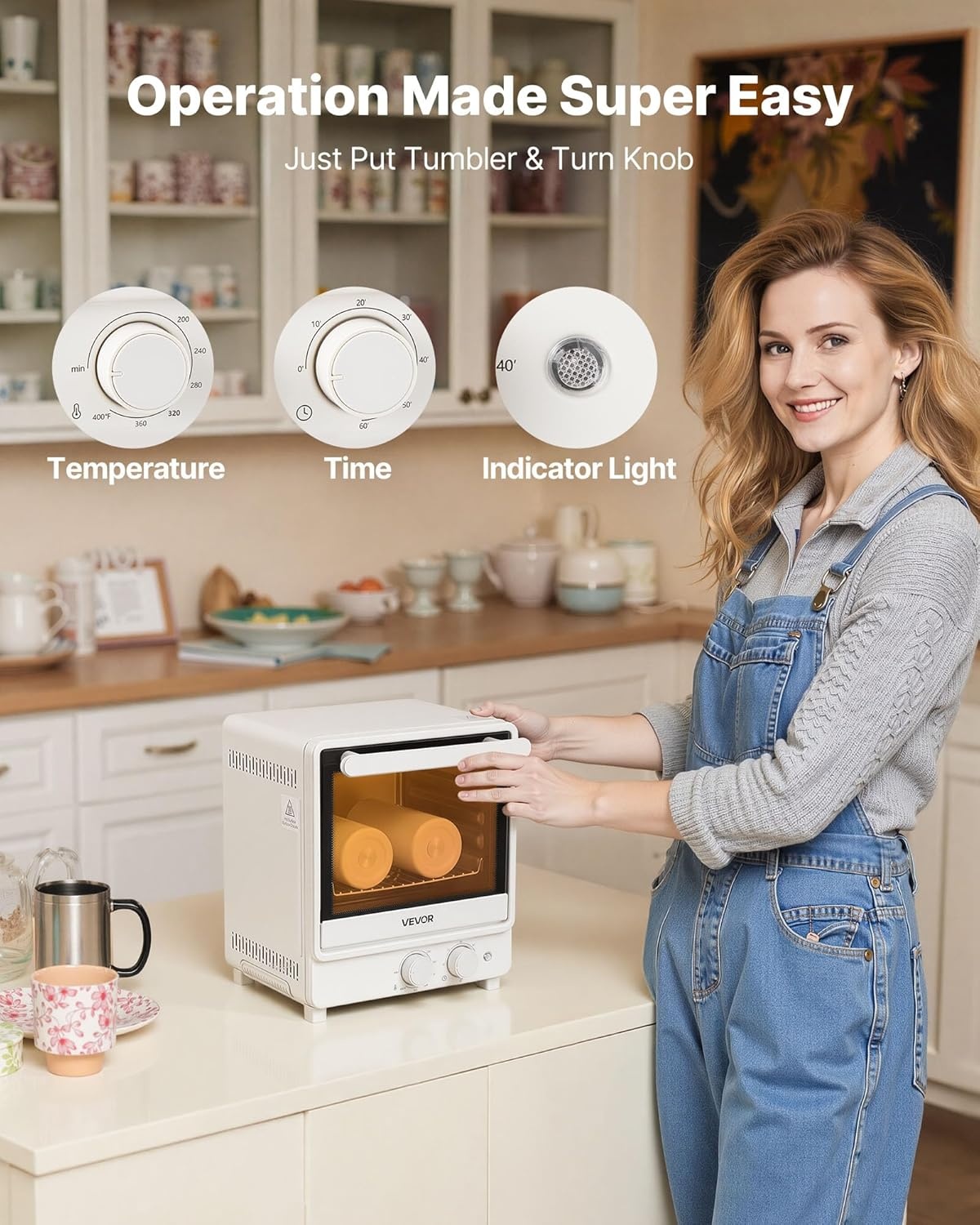 image:imageVEVOR Sublimation Oven Machine 13 Qt Fits 20oz Tumblers with 50 Shrink Films 1 Tape and 2 Heat Gloves Oven for Sublimation Blank Tumblers Mugs Bowls OffWhite13 Qt