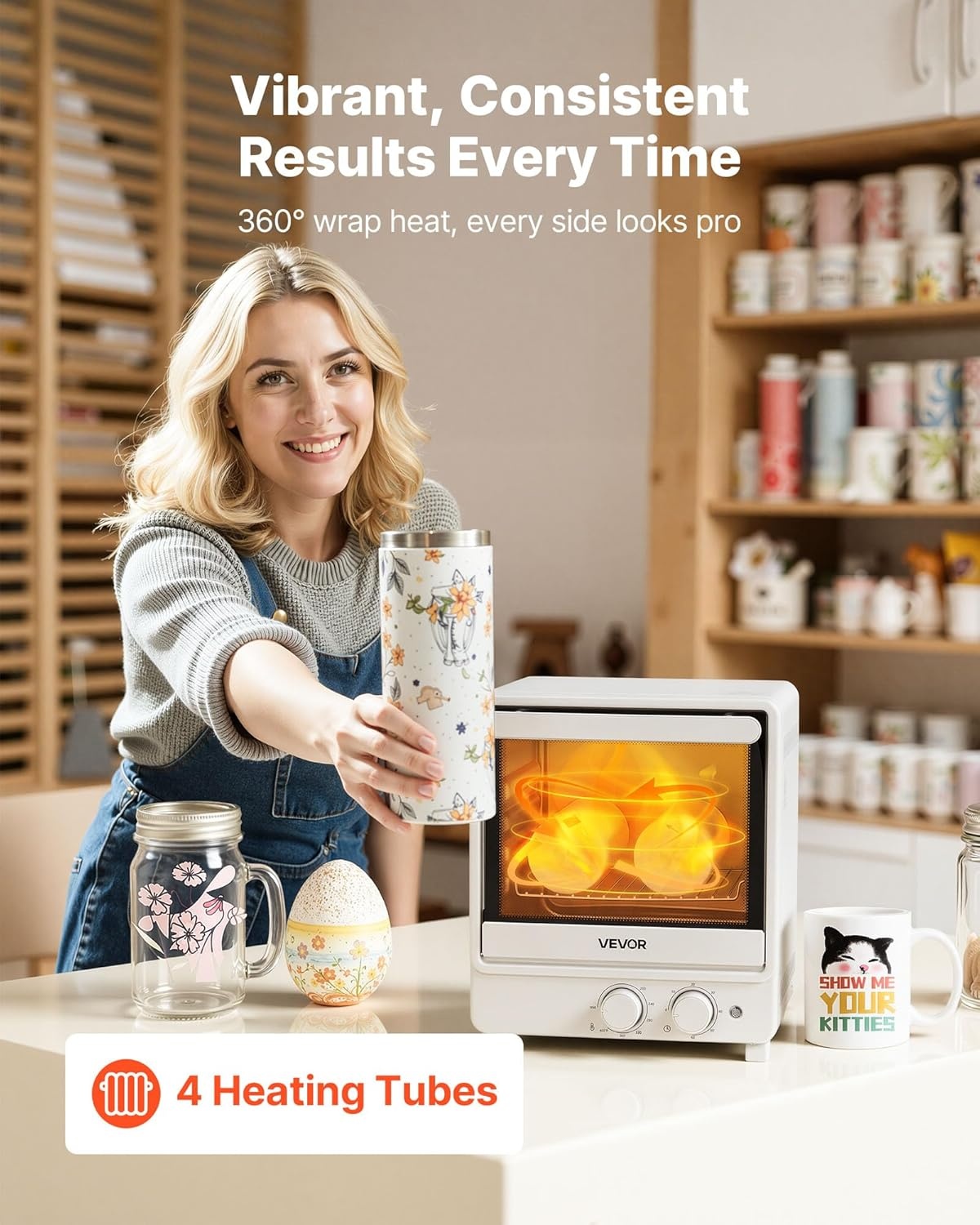 image:imageVEVOR Sublimation Oven Machine 13 Qt Fits 20oz Tumblers with 50 Shrink Films 1 Tape and 2 Heat Gloves Oven for Sublimation Blank Tumblers Mugs Bowls OffWhite13 Qt Heat Air Gun