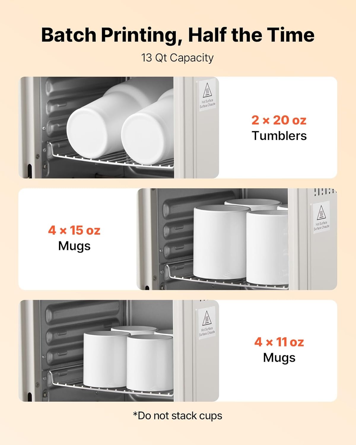 image:imageVEVOR Sublimation Oven Machine 13 Qt Fits 20oz Tumblers with 50 Shrink Films 1 Tape and 2 Heat Gloves Oven for Sublimation Blank Tumblers Mugs Bowls OffWhite13 Qt