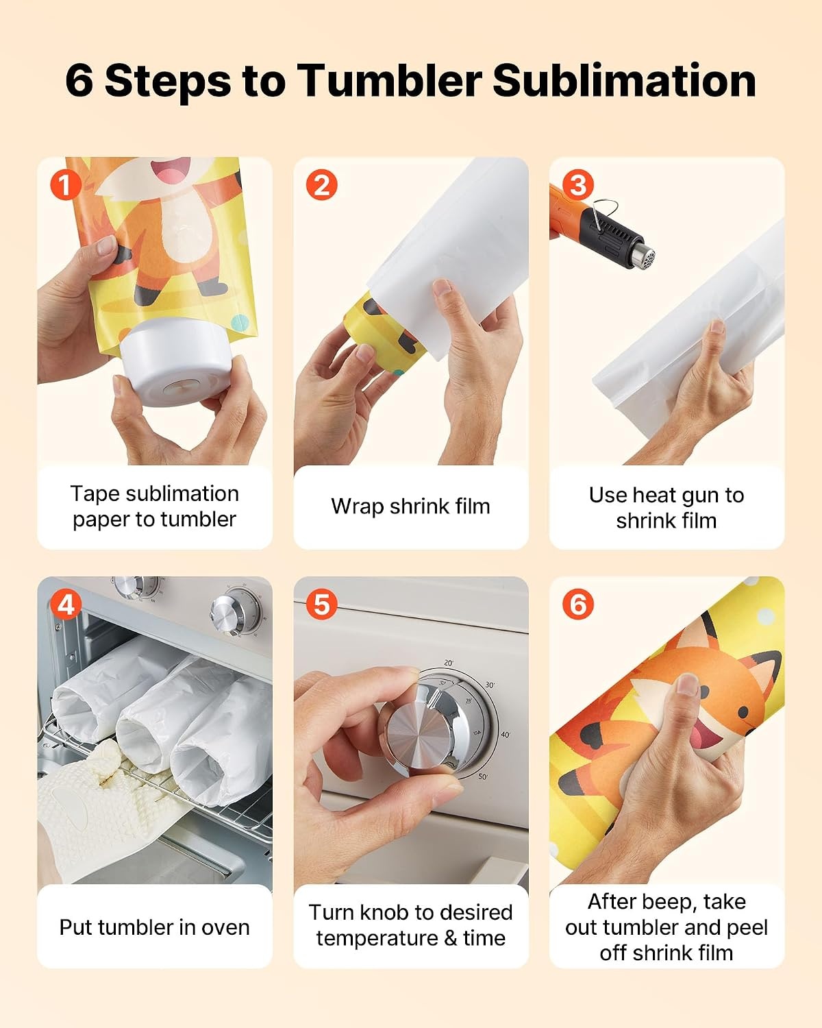 image:imageVEVOR Sublimation Oven Machine 13 Qt Fits 20oz Tumblers with 50 Shrink Films 1 Tape and 2 Heat Gloves Oven for Sublimation Blank Tumblers Mugs Bowls OffWhite26 Qt Heat Air Gun