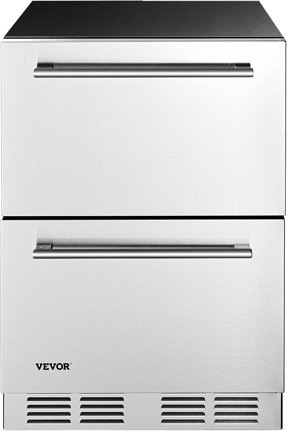 image:imageVEVOR Under Counter Drawer Refrigerator 24 In Stainless Steel Fridge with Temperature Control Dual Drawer Refrigerator with Powerful Compressor amp LED Display for Home Office and Commercial Use