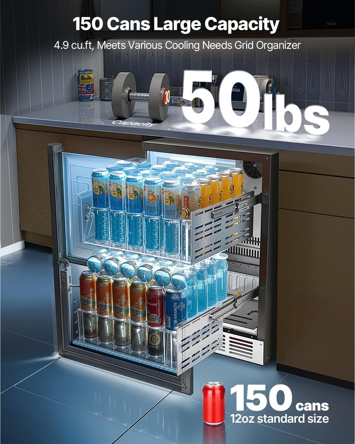 image:imageVEVOR Under Counter Drawer Refrigerator 24 In Stainless Steel Fridge with Temperature Control Dual Drawer Refrigerator with Powerful Compressor amp LED Display for Home Office and Commercial Use