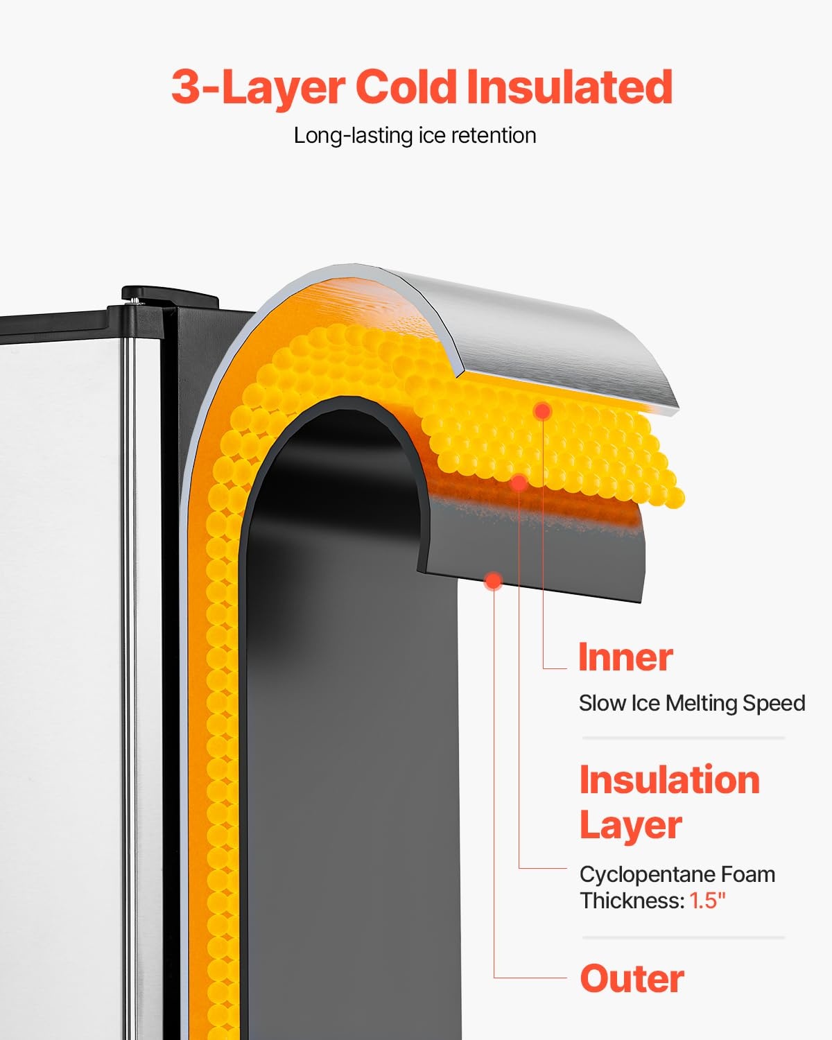 image:imageVEVOR Undercounter Builtin Ice Maker 15 LbsDay Under Counter Ice Maker Machine with Reversible Door Stainless Steel Freestanding Ice Maker for Commercial Home Kitchen No Drain RequiredCrescent Ice