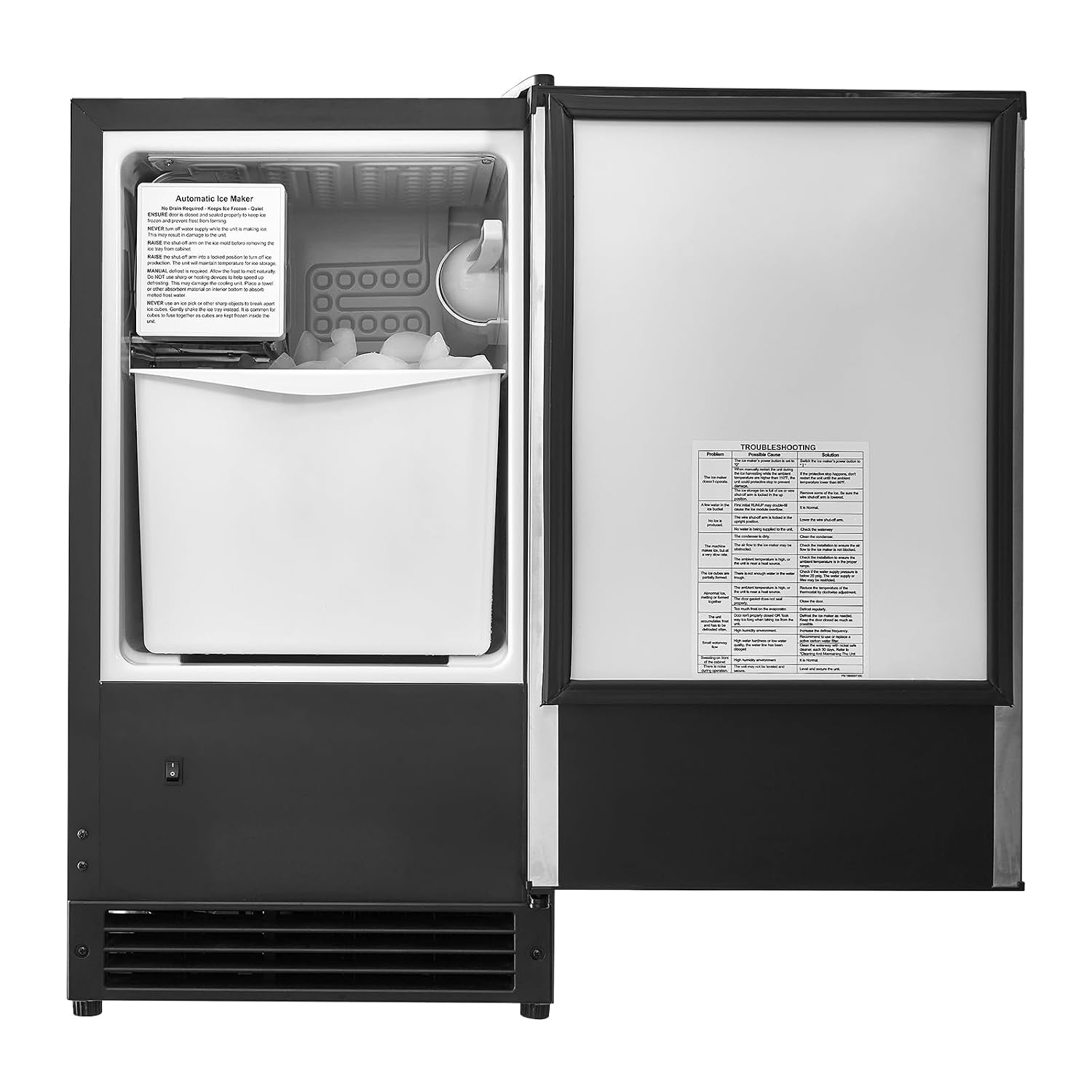 image:imageVEVOR Undercounter Builtin Ice Maker 15 LbsDay Under Counter Ice Maker Machine with Reversible Door Stainless Steel Freestanding Ice Maker for Commercial Home Kitchen No Drain RequiredCrescent Ice