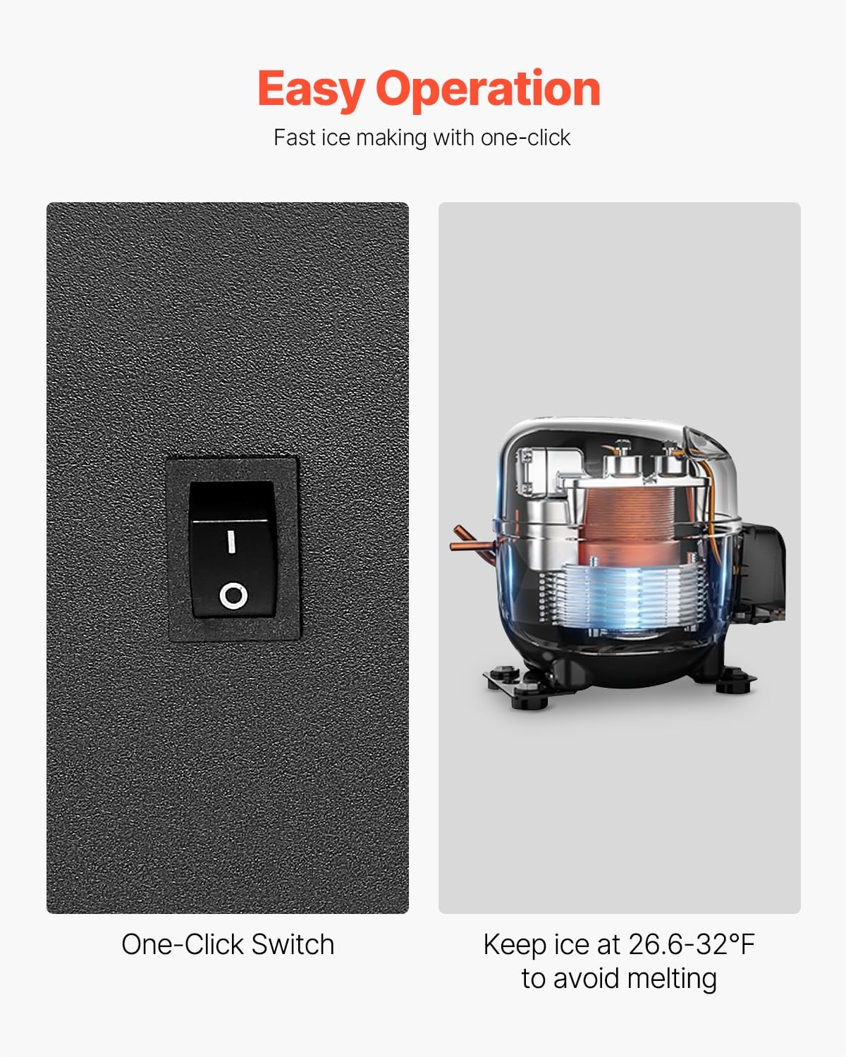 image:imageVEVOR Undercounter Builtin Ice Maker 15 LbsDay Under Counter Ice Maker Machine with Reversible Door Stainless Steel Freestanding Ice Maker for Commercial Home Kitchen No Drain RequiredCrescent Ice