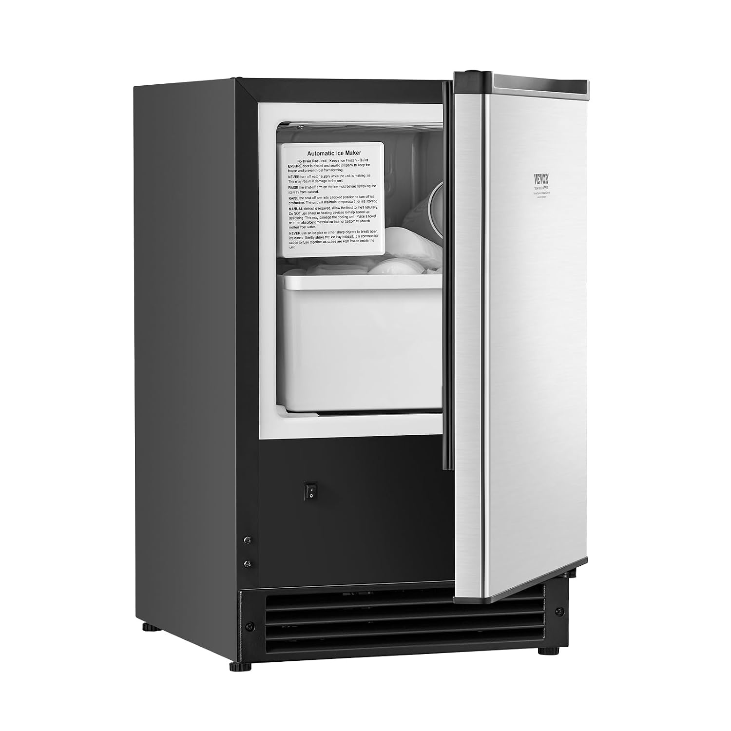 image:imageVEVOR Undercounter Builtin Ice Maker 15 LbsDay Under Counter Ice Maker Machine with Reversible Door Stainless Steel Freestanding Ice Maker for Commercial Home Kitchen No Drain RequiredCrescent Ice