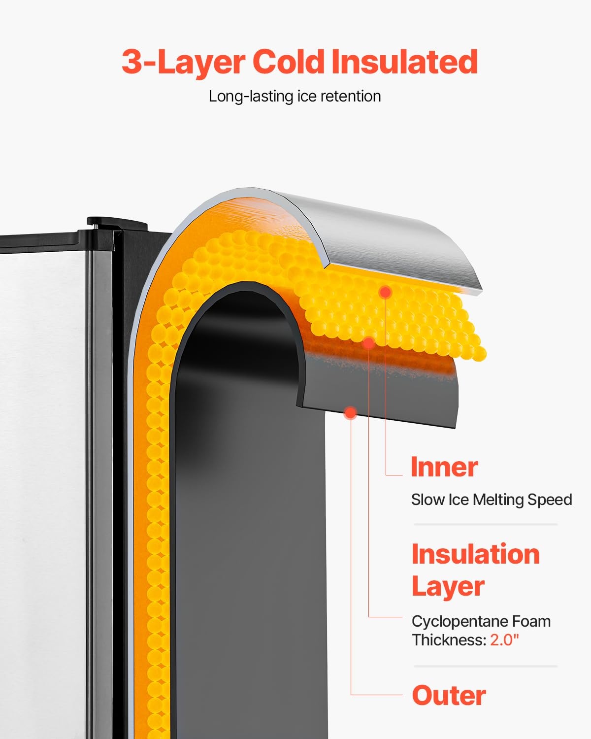 image:imageVEVOR Undercounter Builtin Ice Maker 15 LbsDay Under Counter Ice Maker Machine with Reversible Door Stainless Steel Freestanding Ice Maker for Commercial Home Kitchen No Drain RequiredCrescent Ice