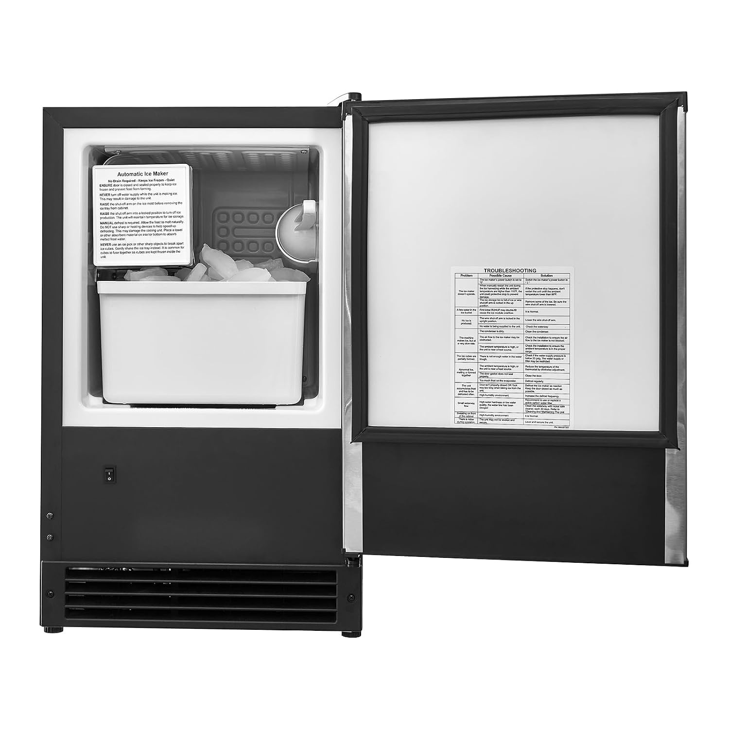 image:imageVEVOR Undercounter Builtin Ice Maker 15 LbsDay Under Counter Ice Maker Machine with Reversible Door Stainless Steel Freestanding Ice Maker for Commercial Home Kitchen No Drain RequiredCrescent Ice