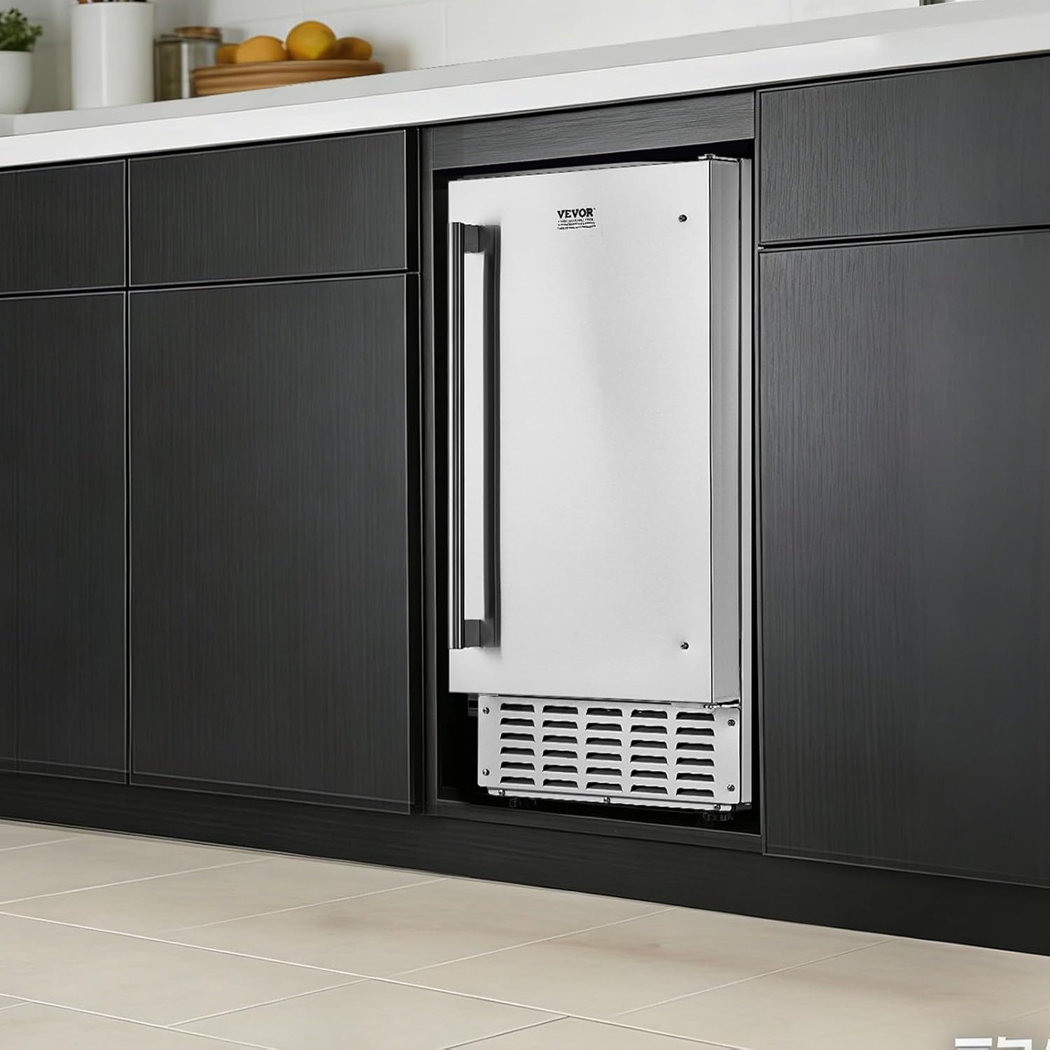 image:imageVEVOR Undercounter Builtin Ice Maker 66 LbsDay Under Counter Nugget Ice Maker Machine with Reversible Door Stainless Steel Freestanding Ice Maker for Commercial Home Kitchen Electric Drainage