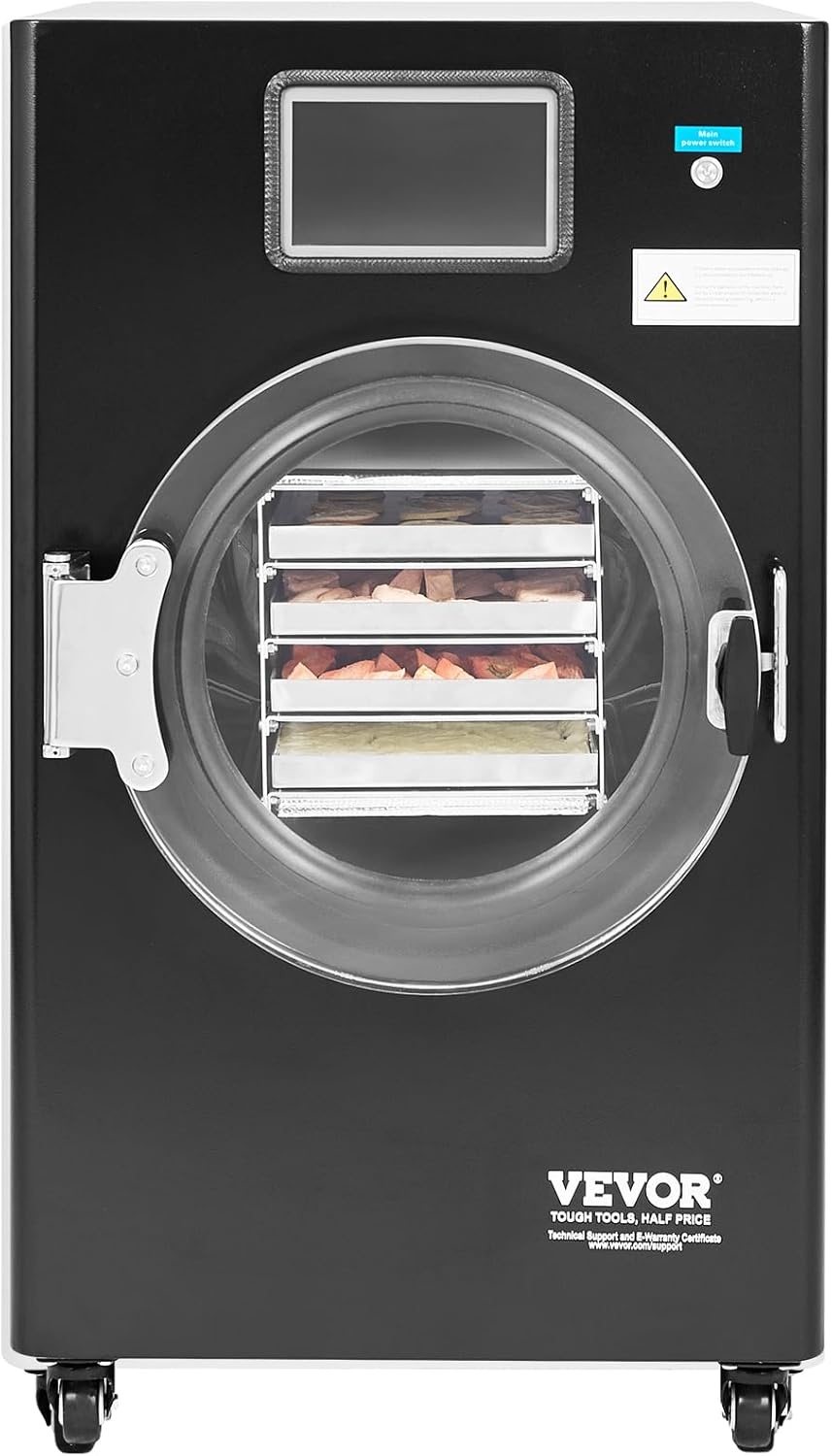 image:imageVEVOR Vacuum Freeze Dryer Machine 88132 LBSBatch Food Freeze Drying Machine with 4Layer Trays Vacuum Pump Adjustable Timer and Temperature Control for Fruits Vegetables Meat BlackBlack