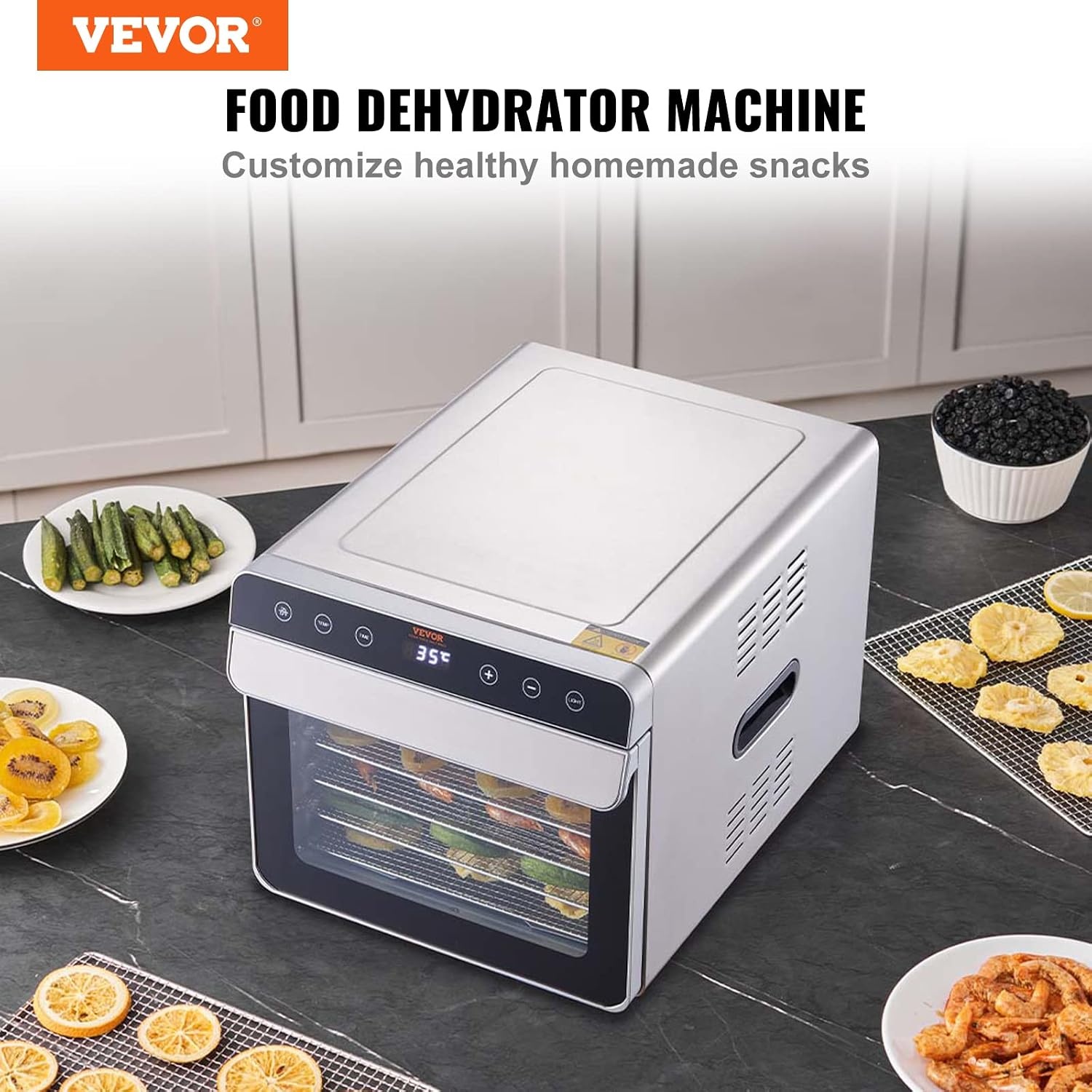 image:imageVEVOR Vacuum Freeze Dryer Machine 88132 LBSBatch Food Freeze Drying Machine with 4Layer Trays Vacuum Pump Adjustable Timer and Temperature Control for Fruits Vegetables Meat BlackSilver