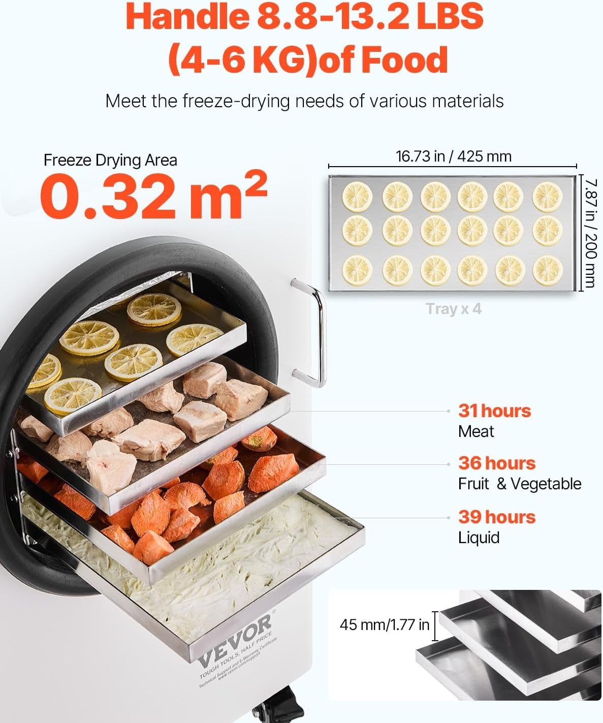 image:imageVEVOR Vacuum Freeze Dryer Machine 88132 LBSBatch Food Freeze Drying Machine with 4Layer Trays Vacuum Pump Adjustable Timer and Temperature Control for Fruits Vegetables Meat BlackWhite