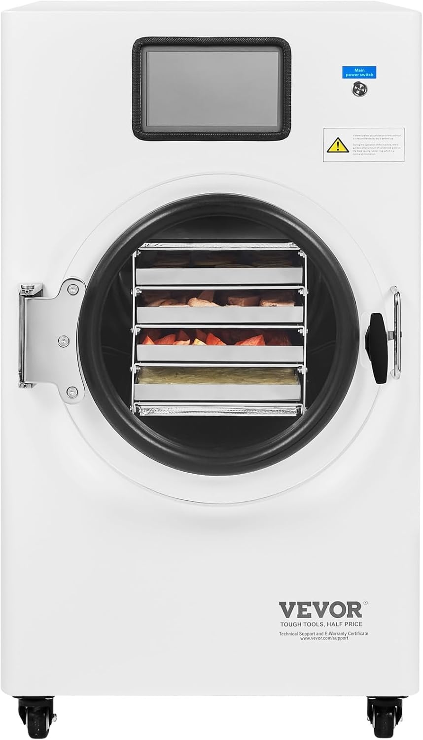 image:imageVEVOR Vacuum Freeze Dryer Machine 88132 LBSBatch Food Freeze Drying Machine with 4Layer Trays Vacuum Pump Adjustable Timer and Temperature Control for Fruits Vegetables Meat BlackWhite