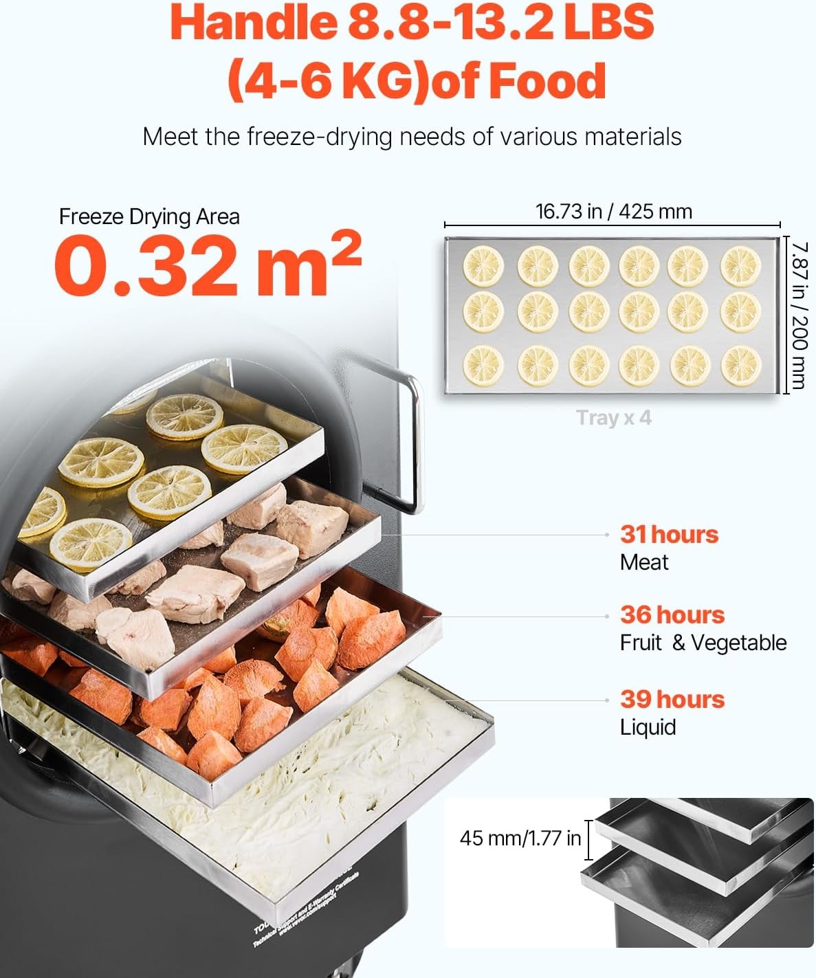 image:imageVEVOR Vacuum Freeze Dryer Machine 88132 LBSBatch Food Freeze Drying Machine with 4Layer Trays Vacuum Pump Adjustable Timer and Temperature Control for Fruits Vegetables Meat BlackBlack