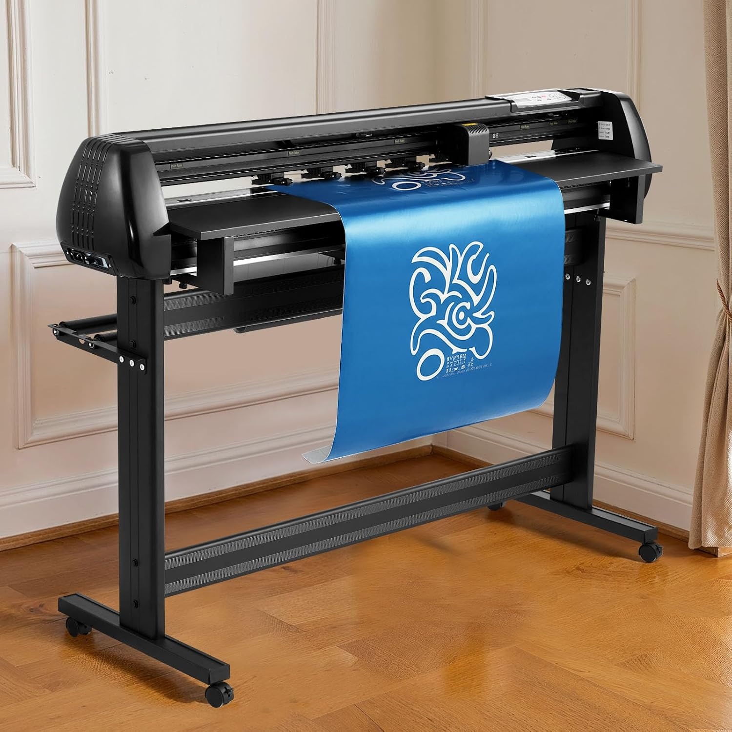 image:imageVEVOR Vinyl Cutter Machine 53 inch Max Feed Width Dual Blades Adjustable Force and Speed LED Display Vinyl Plotter Cutter Printer Bundle with Sticker Sheets Transfer Film Signmaster Software