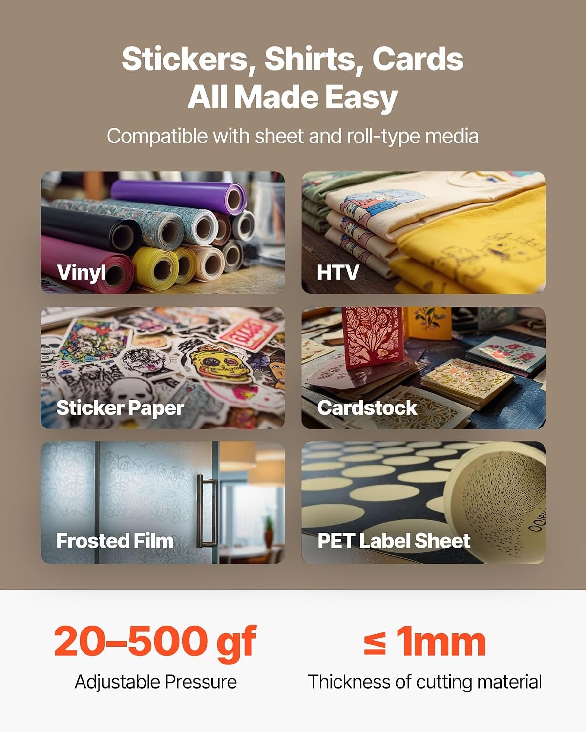 image:imageVEVOR Vinyl Cutter Machine 53 inch Max Feed Width Dual Blades Adjustable Force and Speed LED Display Vinyl Plotter Cutter Printer Bundle with Sticker Sheets Transfer Film Signmaster Software