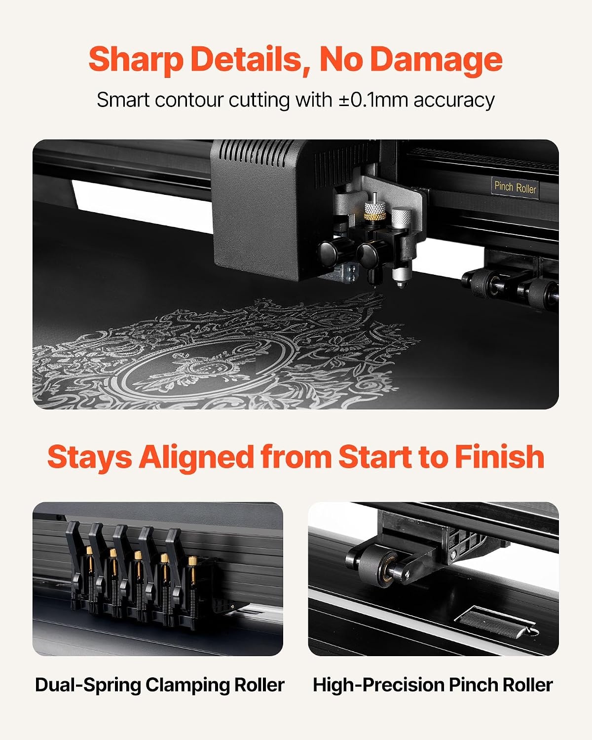 image:imageVEVOR Vinyl Cutter Machine 53 inch Max Feed Width Dual Blades Adjustable Force and Speed LED Display Vinyl Plotter Cutter Printer Bundle with Sticker Sheets Transfer Film Signmaster Software