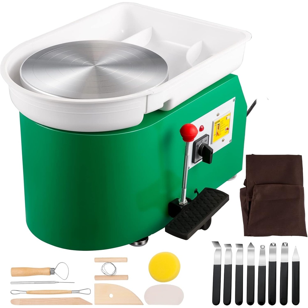 image:imageVEVOR 14in Pottery Wheel for Adults Beginners 06in HeightAdjustable 450W Pottery Forming Machine 60300RPM Electric Ceramic Wheel BlueGreen