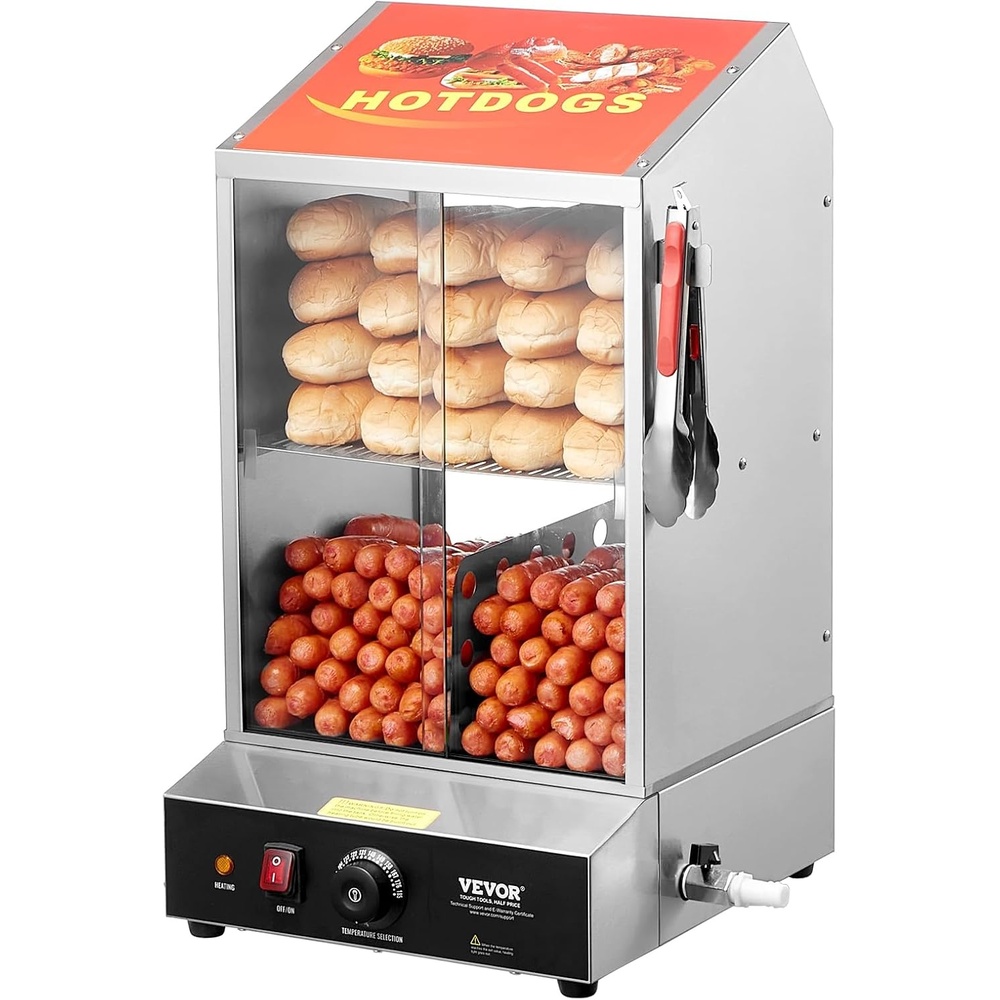 image:imageVEVOR 3Tier Commercial Food Warmer Display 800W Food Display Warmer with LED Light Adjustable Shelf and Stainless Steel Frame 86185 Air Heating 34L for Hamburger Pizza Bread Fried Chicken2Tier38Qt