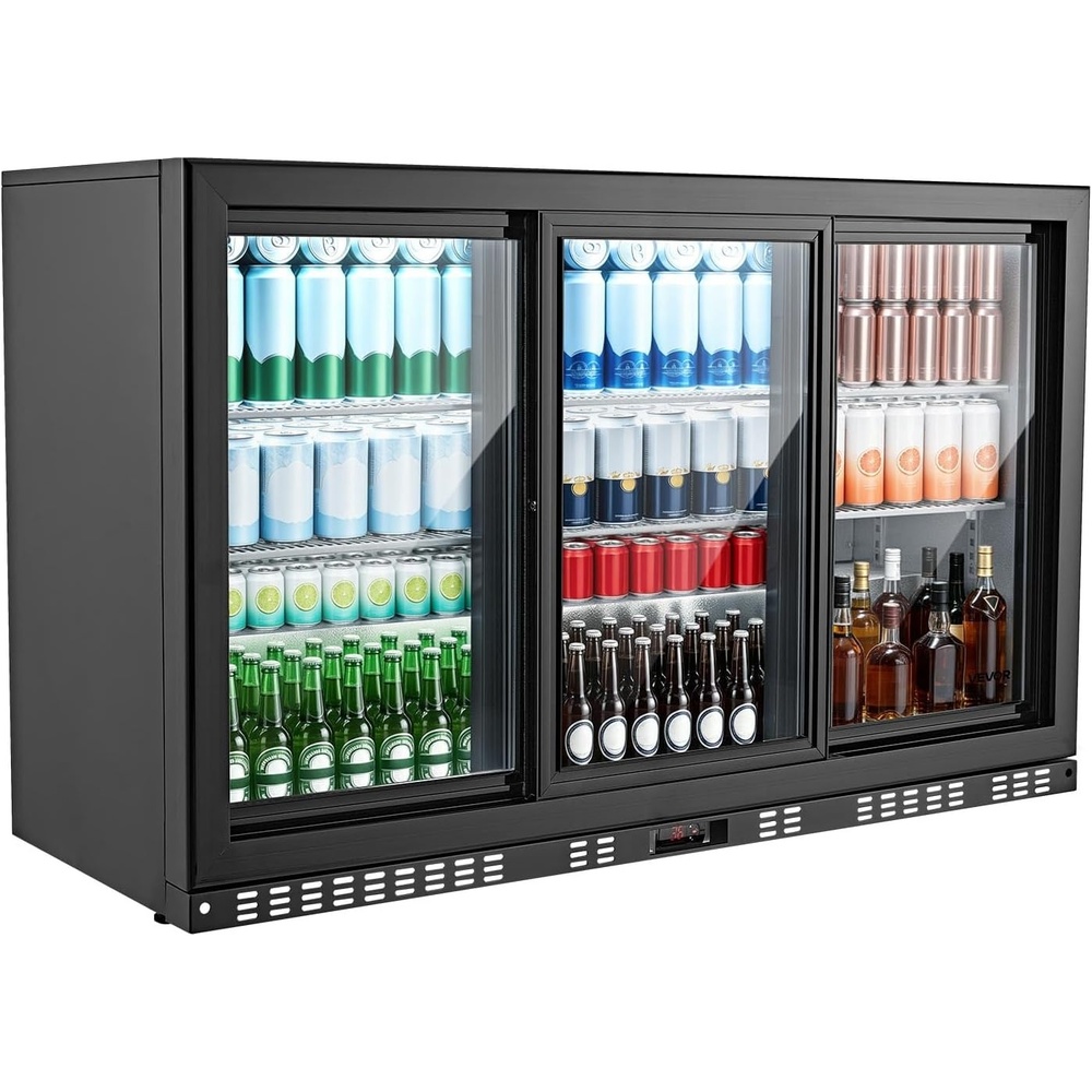 image:imageVEVOR Back Bar Cooler 114 CuFt Commercial Beverage Refrigerator 3 Sliding Glass Doors Fan Cooling Under Counter Beer Fridge wLED Lighting Shelves LowE Glass Display for Drinks Bar Store
