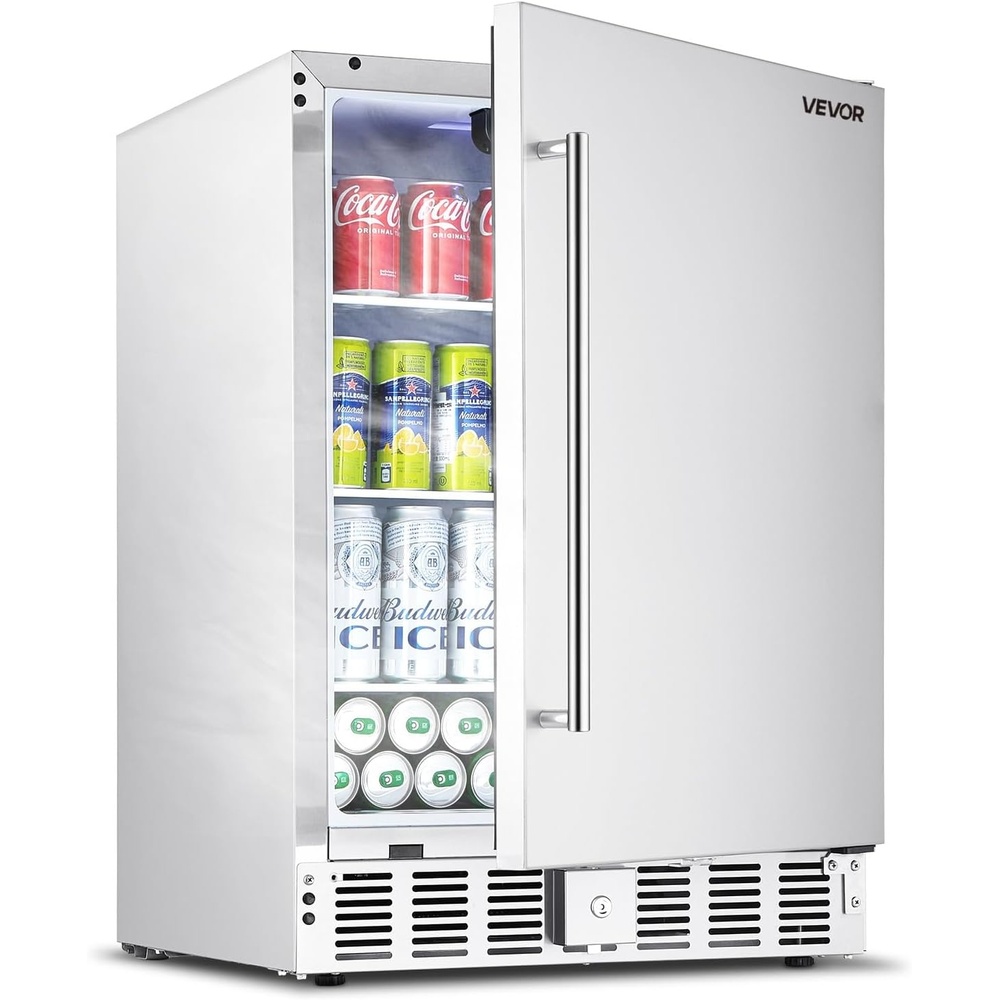 image:imageVEVOR Back Bar Cooler 74 Cu Ft Commercial Beverage Refrigerator Under Counter Bar Fridge with 2 Glass Doors LED Lighting Shelves LowE Glass Display Cooler for Beer Soda Wine Drinks53 Cuft Hinged Door