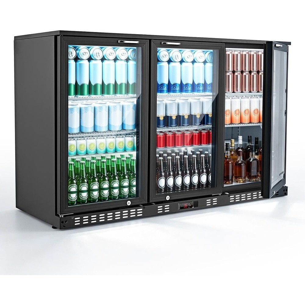 image:imageVEVOR Back Bar Cooler 74 Cu Ft Commercial Beverage Refrigerator Under Counter Bar Fridge with 2 Glass Doors LED Lighting Shelves LowE Glass Display Cooler for Beer Soda Wine Drinks53 x 20 x 33 in