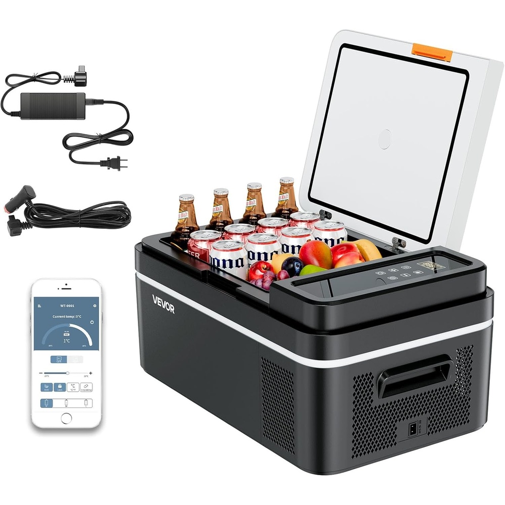 image:imageVEVOR Car Refrigerator 115L Dual Zone Portable Freezer with Wheels amp Handle 4 to 68 1224V DC amp 100240V AC Compressor Cooler for Camping Outdoor RV21QT