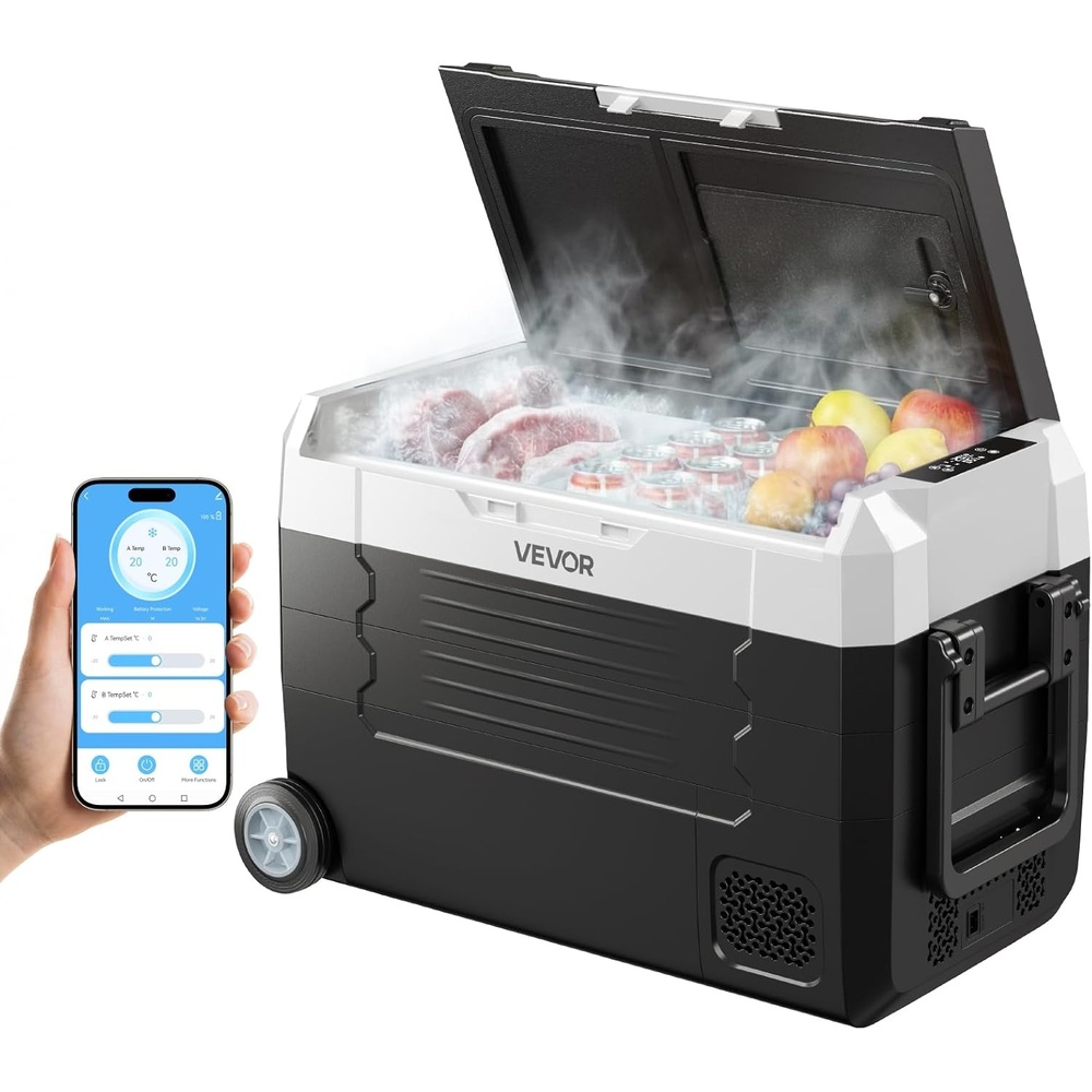 image:imageVEVOR Car Refrigerator DC 1224V AC100240V Compressor Electric Cooler 4F to 68F Truck Refrigerator with APP Control Wheels amp Dual Zone 58 QT Cars Cooler for RVs Boats Camping Fishing37QT