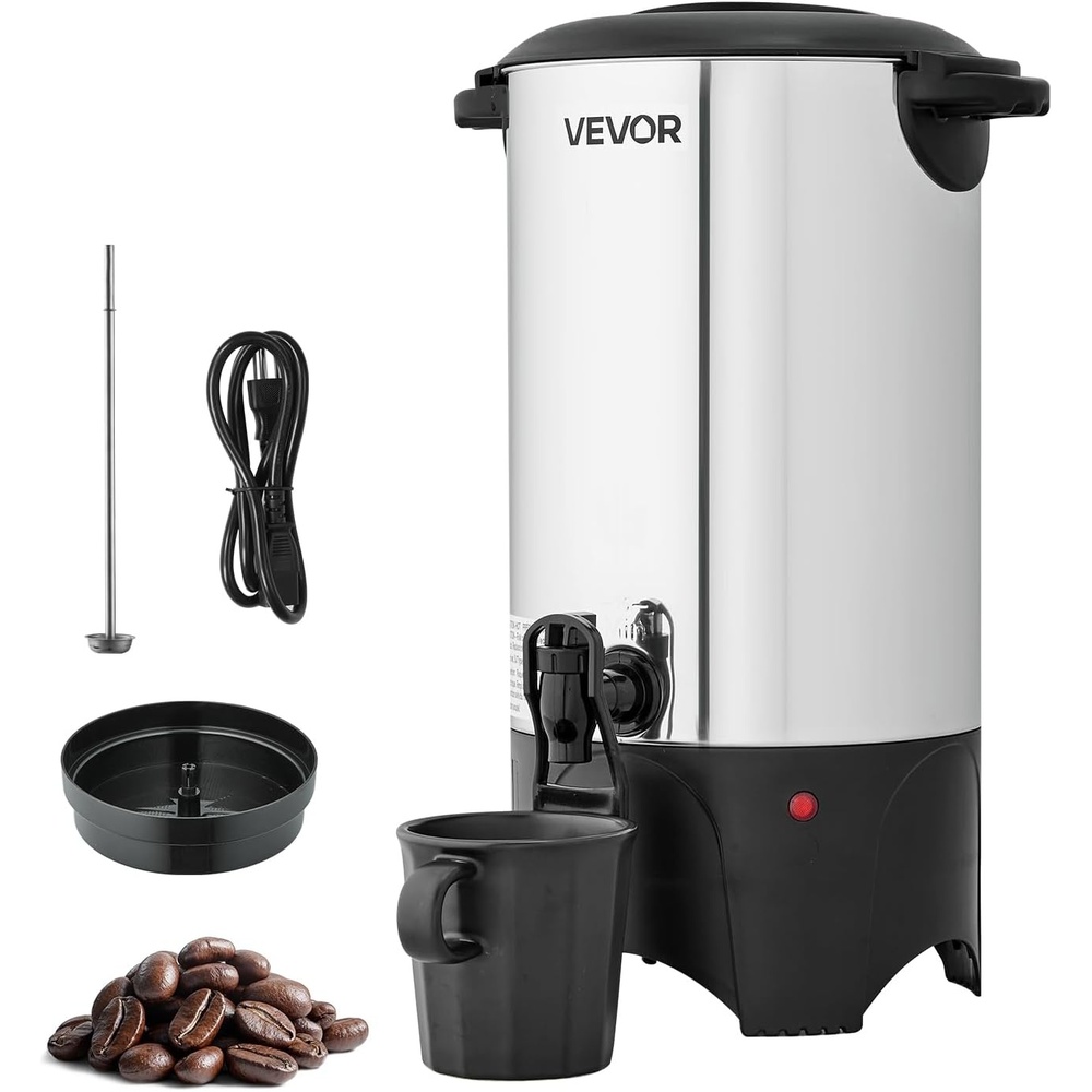 image:imageVEVOR Commercial Coffee Urn 60 Cup 9 L Hot Beverage Dispenser with Dripless Faucet QuickBrewing Stainless Steel Large Commercial Coffee Maker for Catering Business Party Church amp Restaurant40Cup