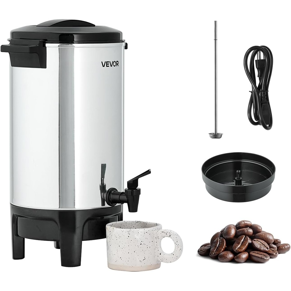 image:imageVEVOR Commercial Coffee Urn 60 Cup 9 L Hot Beverage Dispenser with Dripless Faucet QuickBrewing Stainless Steel Large Commercial Coffee Maker for Catering Business Party Church amp Restaurant40Cups