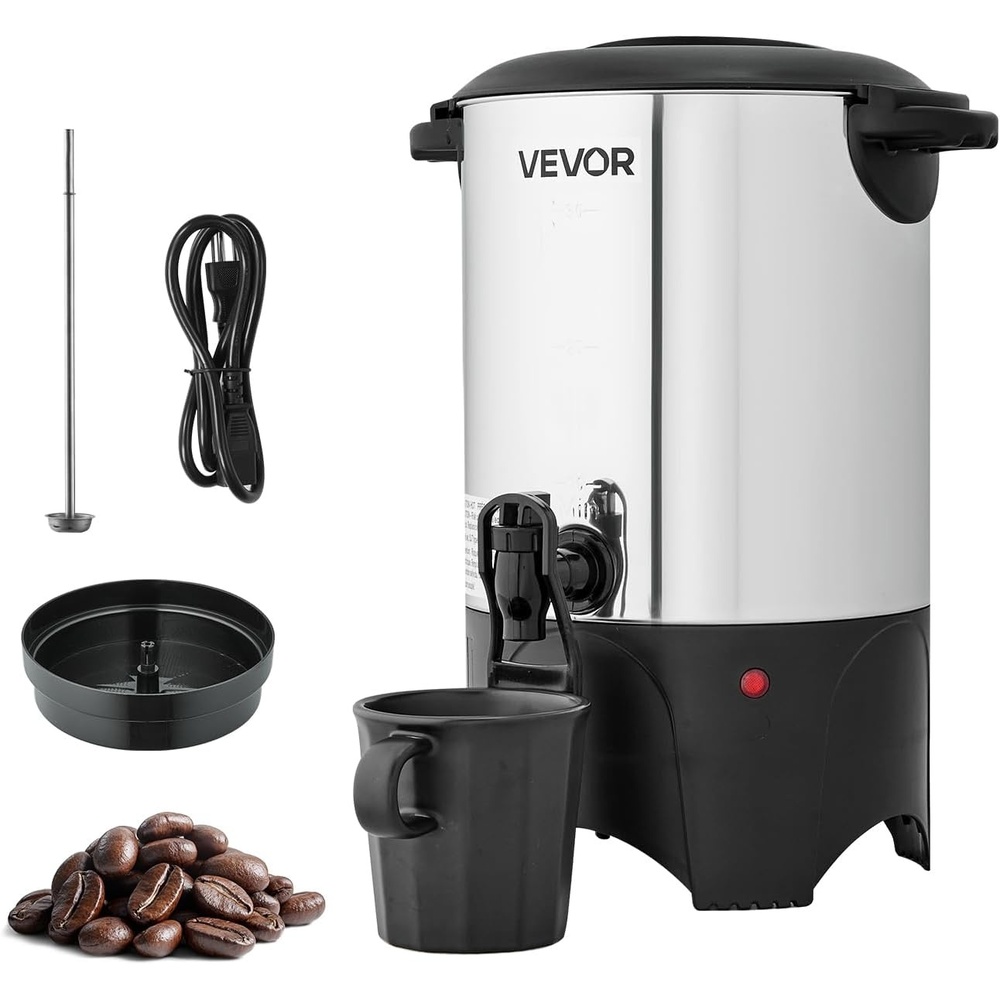 image:imageVEVOR Commercial Coffee Urn 60 Cup 9 L Hot Beverage Dispenser with Dripless Faucet QuickBrewing Stainless Steel Large Commercial Coffee Maker for Catering Business Party Church amp Restaurant30Cup