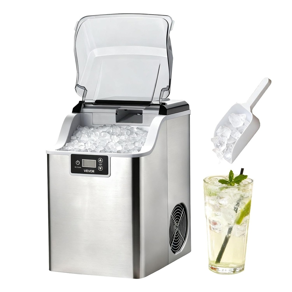image:imageVEVOR Countertop Ice Maker 33 lbs per Day SelfCleaning Portable Machine with Scoop DrawerStyle Ice Access Nugget IceMaking Machine with Chewable ICES for Home Kitchen Office Bar amp PartySliver