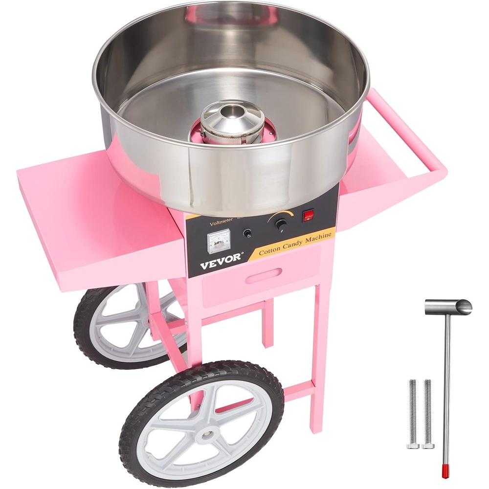 image:imageVEVOR Electric Cotton Candy Machine 1000W Candy Floss Maker Commercial Cotton Candy Machine with Stainless Steel Bowl Sugar Scoop and Drawer Perfect for Home Kids Birthday Family Party BluePink