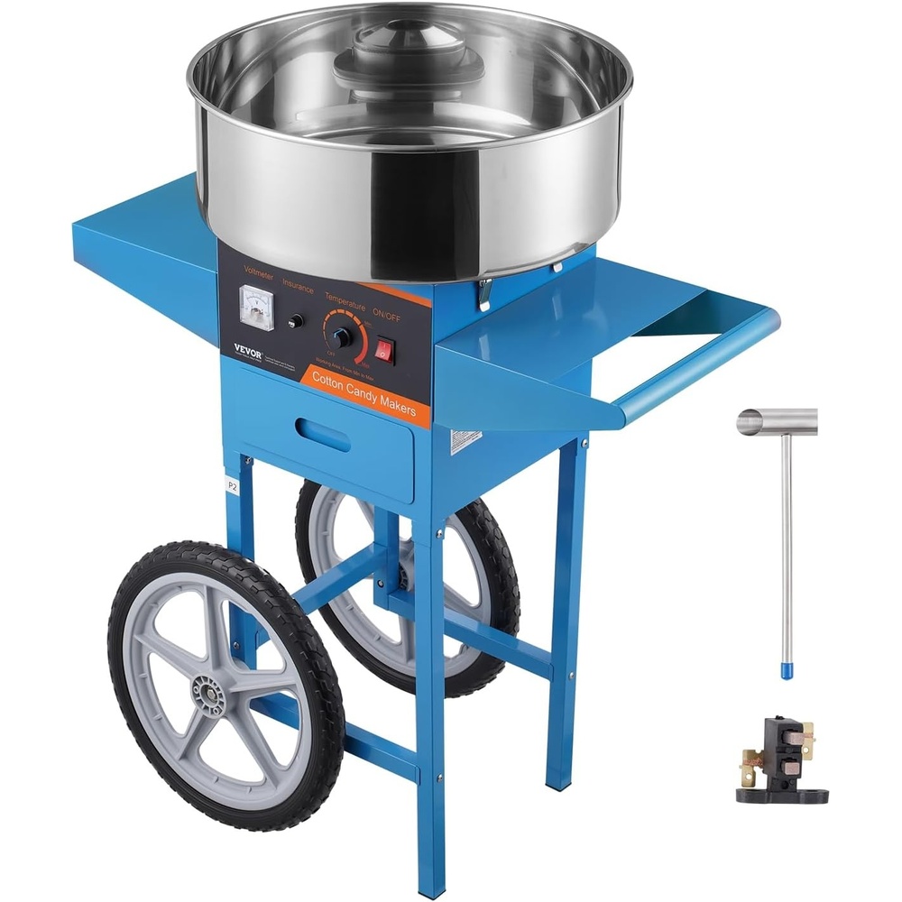 image:imageVEVOR Electric Cotton Candy Machine 1000W Candy Floss Maker Commercial Cotton Candy Machine with Stainless Steel Bowl Sugar Scoop and Drawer Perfect for Home Kids Birthday Family Party BlueBlue