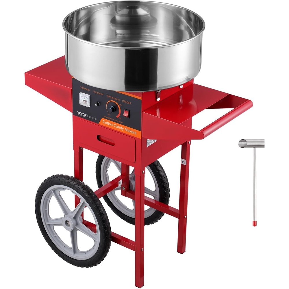 image:imageVEVOR Electric Cotton Candy Machine 1000W Candy Floss Maker Commercial Cotton Candy Machine with Stainless Steel Bowl Sugar Scoop and Drawer Perfect for Home Kids Birthday Family Party BlueRed