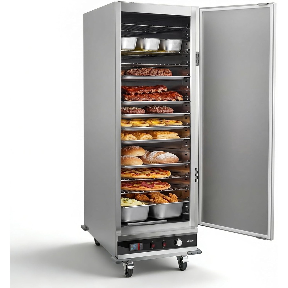 image:imageVEVOR Electric Hot Box Food Warmer 4Tier Commercial Warming Cabinet with Water Tray DoubleDoor and Adjustable Shelves Stainless Steel Food Warmer Cabinet for Restaurant Kitchen Pizza Chicken16 Tier