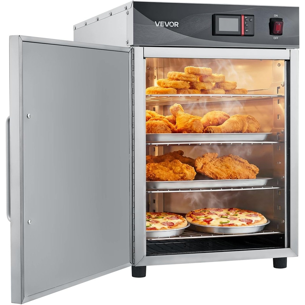 image:imageVEVOR Electric Hot Box Food Warmer 4Tier Commercial Warming Cabinet with Water Tray DoubleDoor and Adjustable Shelves Stainless Steel Food Warmer Cabinet for Restaurant Kitchen Pizza Chicken4 Tier