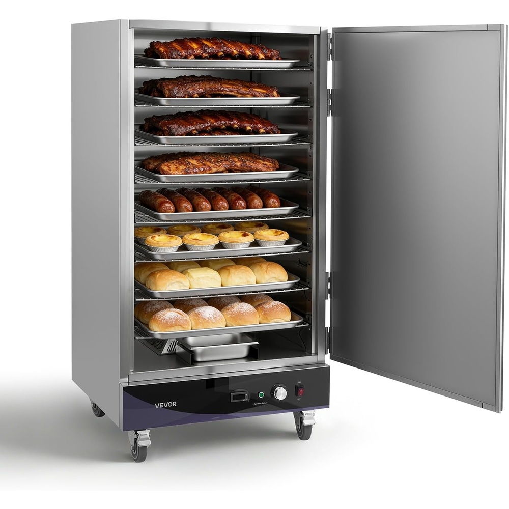 image:imageVEVOR Electric Hot Box Food Warmer 4Tier Commercial Warming Cabinet with Water Tray DoubleDoor and Adjustable Shelves Stainless Steel Food Warmer Cabinet for Restaurant Kitchen Pizza Chicken8 Tier
