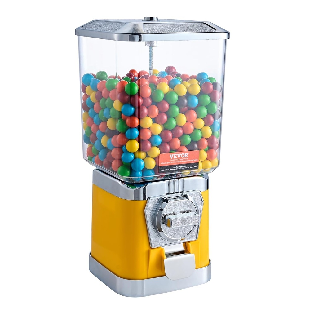image:imageVEVOR Gumball Machine 21 inch Candy Vending Machine Dispenser 25Cent Vending Machines for Shopping Malls Supermarkets Amusement Parks Arcades Holds Up to 180 177 inch Spherical CandiesYellow