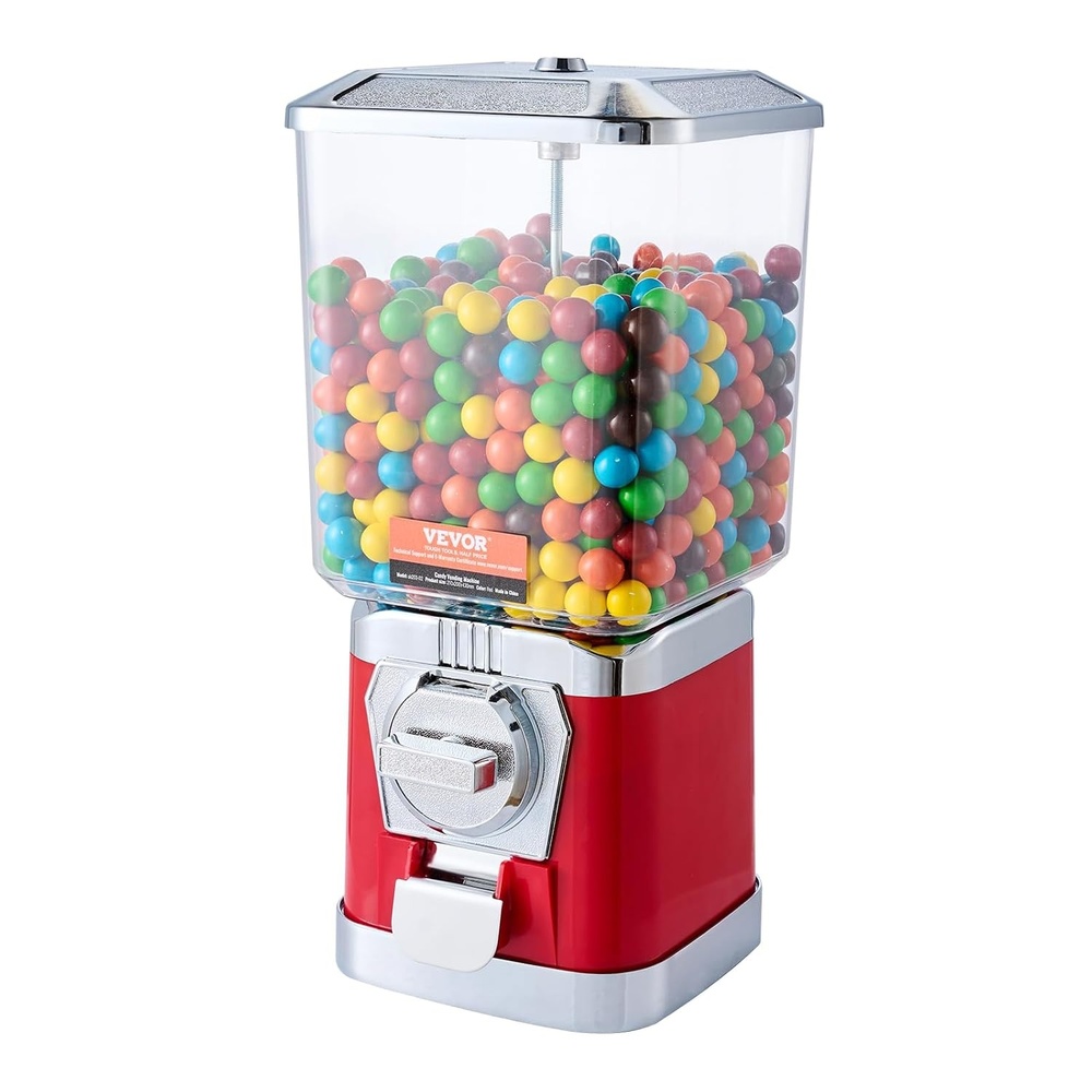 image:imageVEVOR Gumball Machine 21 inch Candy Vending Machine Dispenser 25Cent Vending Machines for Shopping Malls Supermarkets Amusement Parks Arcades Holds Up to 180 177 inch Spherical CandiesRed