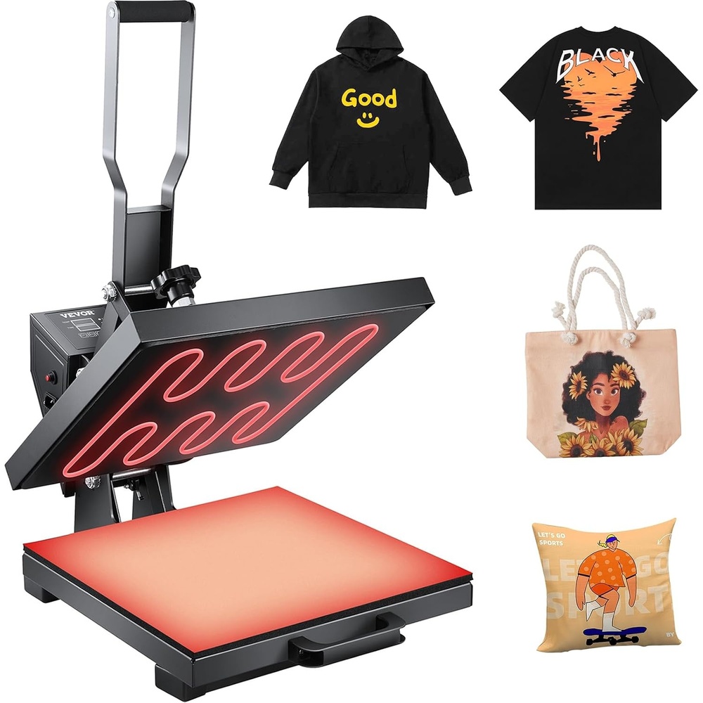 image:imageVEVOR Heat Press 15x15 Power Heat Press Machine for TShirts Fast Heating High Pressure Digital Industrial Sublimation Printer for Heat Transfer Vinyl Dark Black15x15Black