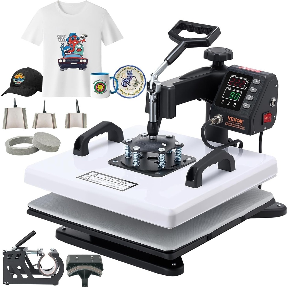 image:imageVEVOR Heat Press Machine 15 x 15 in 8in1 Multifunction 360 Swing Away Heat Up Fast and Even Digital Precise Control Sublimation Press Machine for TShirts Mugs Tumblers Caps PlatesHeat Press8 In 1