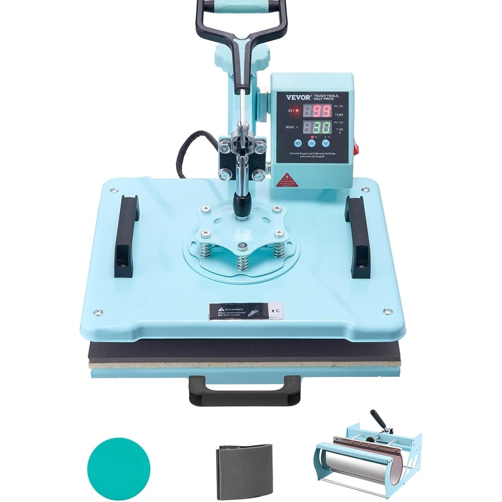 image:imageVEVOR Heat Press Machine 5 in 1 Combo with 30 OZ Tumbler Press amp Hat Press Slide Out 12x15 Inch Heat Press Sublimation Machine for TShirts Hats Caps Tumblers Glass Cans Mugs and Plates Pink5in1Green